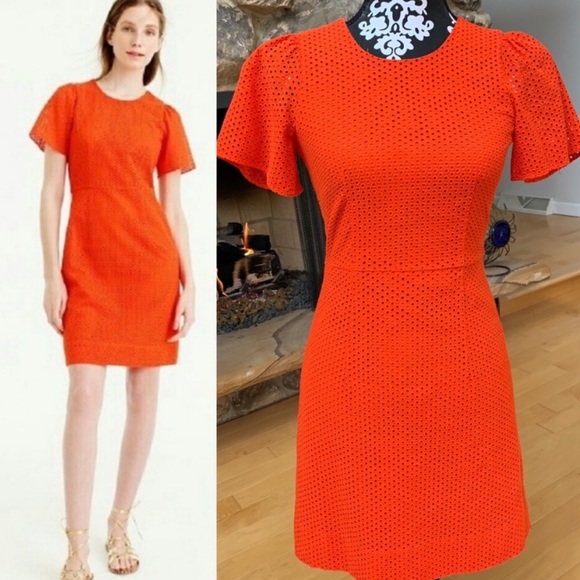 JCrew Flutter Sleeve Dress in Eyelet - Picture 3 of 7